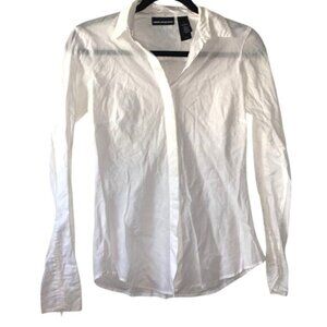 DKNY Jeans Womens White Long Sleeve Button-Up Shirt Size 2